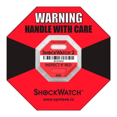 Shockwatch SpotSee ShockWatch  RFID Impact Indicators, 50G Range, Red, 100/Box SWRFID-50G